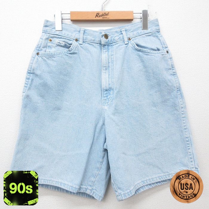 古着 chic ショート パンツ ショーツ レディース 90年代 90s コットン USA製 薄紺 ネイビー デニム 25jun27 中古 ボトムス 短パン ショーパン ハーフ