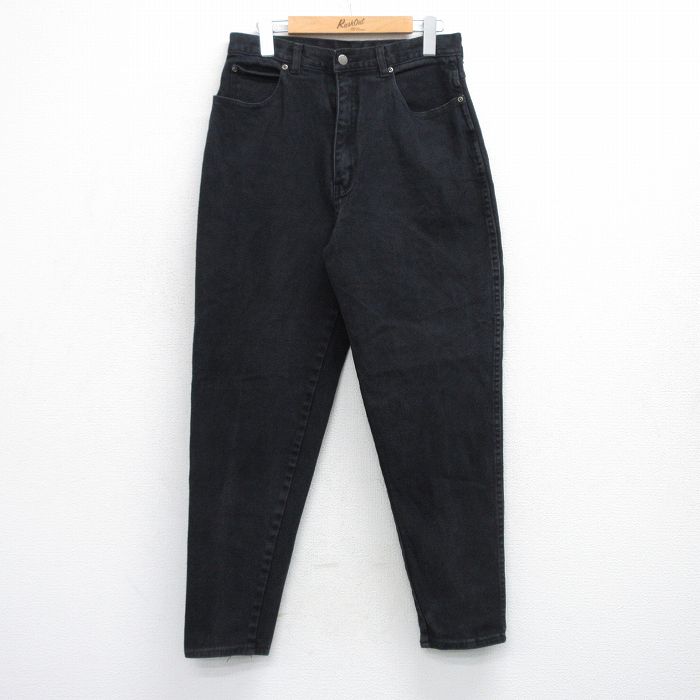 【20%OFF】古着 ジーンズ レディース テーパード 黒 ブラック デニム 25oct06 中古 ボトムス ジーパン Gパン ロング パンツ