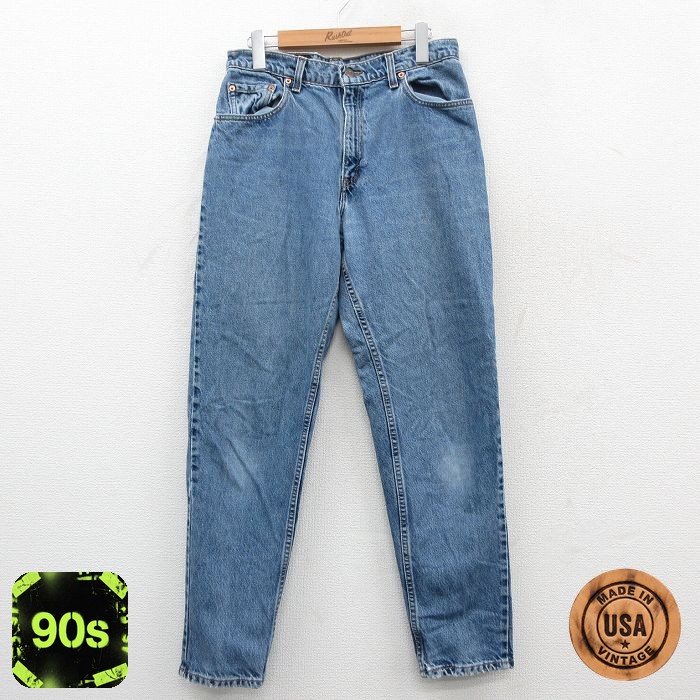 古着 リーバイス Levis 550 ジーンズ レディース 90年代 90s ヒゲ テーパード コットン USA製 紺 ネイビー デニム 【spe】 25oct20 中古 ボトムス ジーパン Gパン ロング パンツ