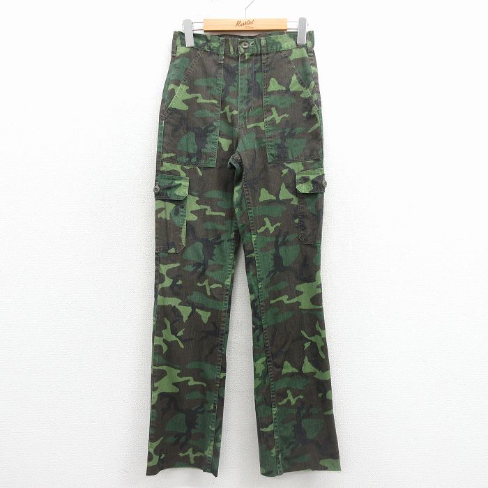 古着 ファイブブラザー ベイカー パンツ レディース 80年代 80s ウッドランドカモ USA製 緑 迷彩 26jan23