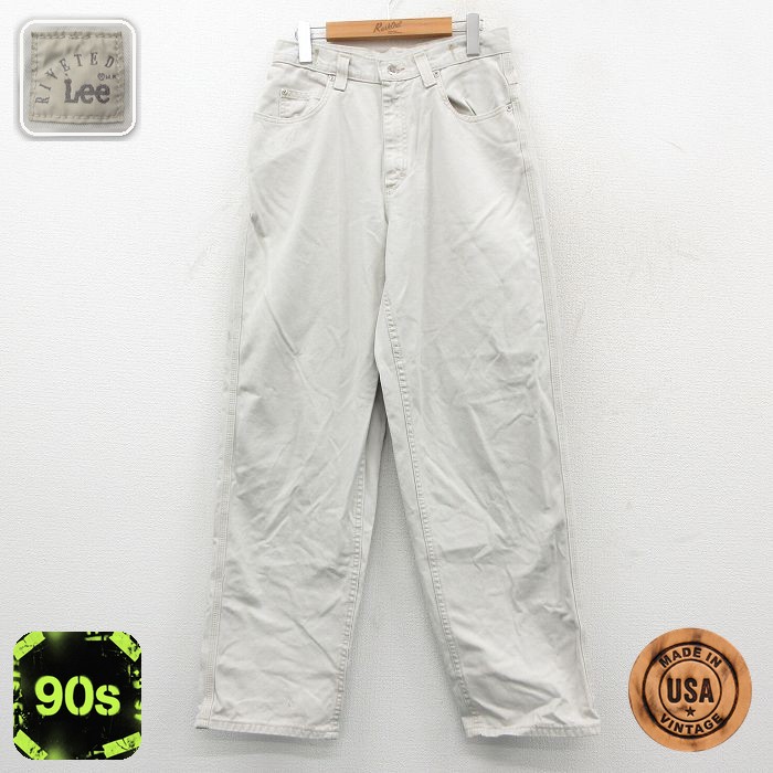 【50%OFF】古着 リー Lee パンツ レディース 90年代 90s コットン USA製 白系 26feb09