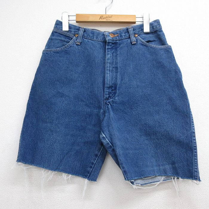 古着 ラングラー ショート パンツ ショーツ レディース 90年代 90s コットン USA製 ネイビー デニム 26jun11