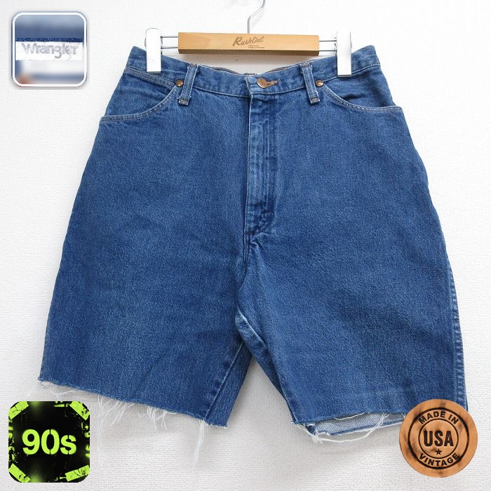 【20%OFF】古着 ラングラー ショート パンツ ショーツ レディース 90年代 90s コットン USA製 ネイビー デニム 26jun11