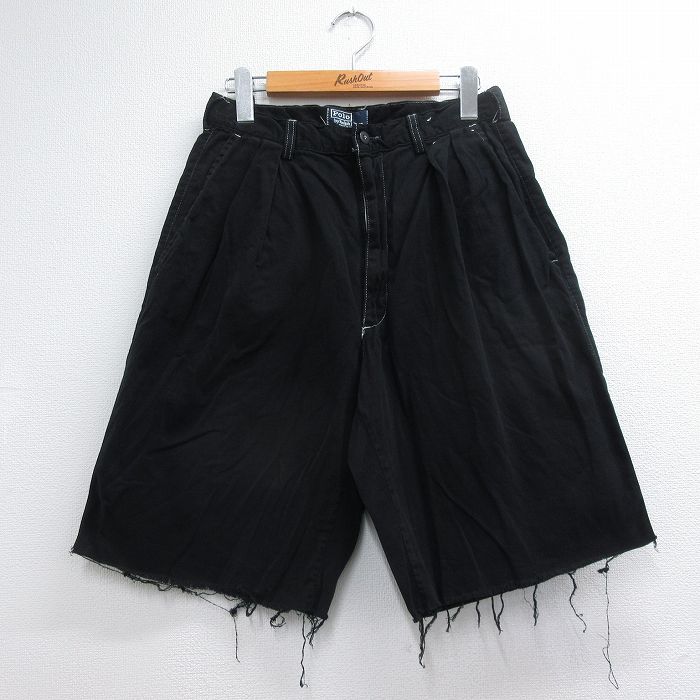 古着 ラルフローレン ショート ブランド パンツ ショーツ レディース 90年代 90s コットン USA製 ブラック 26jun17