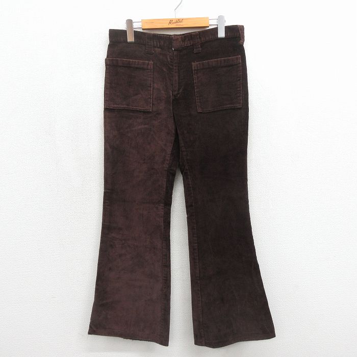 古着 パンツ レディース 70年代 70s フレア ブラウン 26jun19