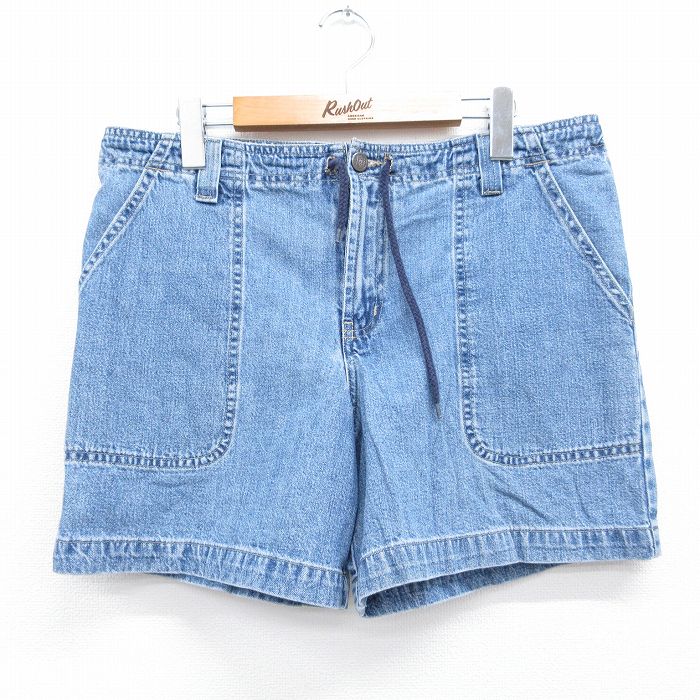 古着 ショート ベイカー パンツ ショーツ レディース 90年代 90s コットン USA製 タロン ネイビー デニム 26aug06