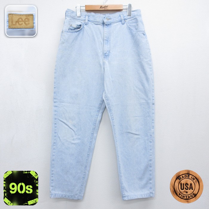 古着 リー Lee パンツ レディース 90年代 90s ジーンズ テーパード コットン ライトブルー デニム USA製 26sep18