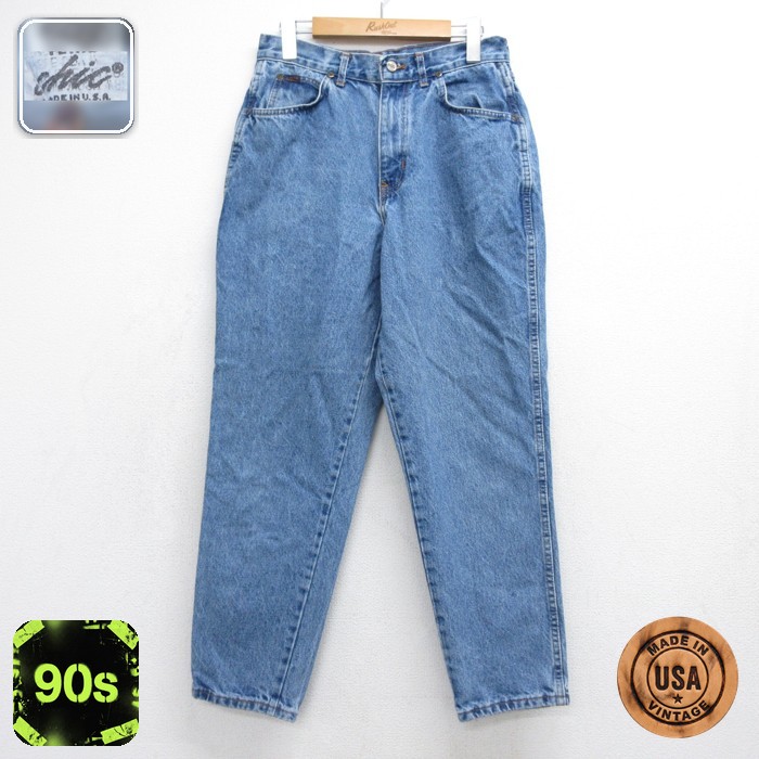 古着 chic パンツ レディース 90年代 90s ジーンズ コットン USA製 ネイビー デニム 26sep24