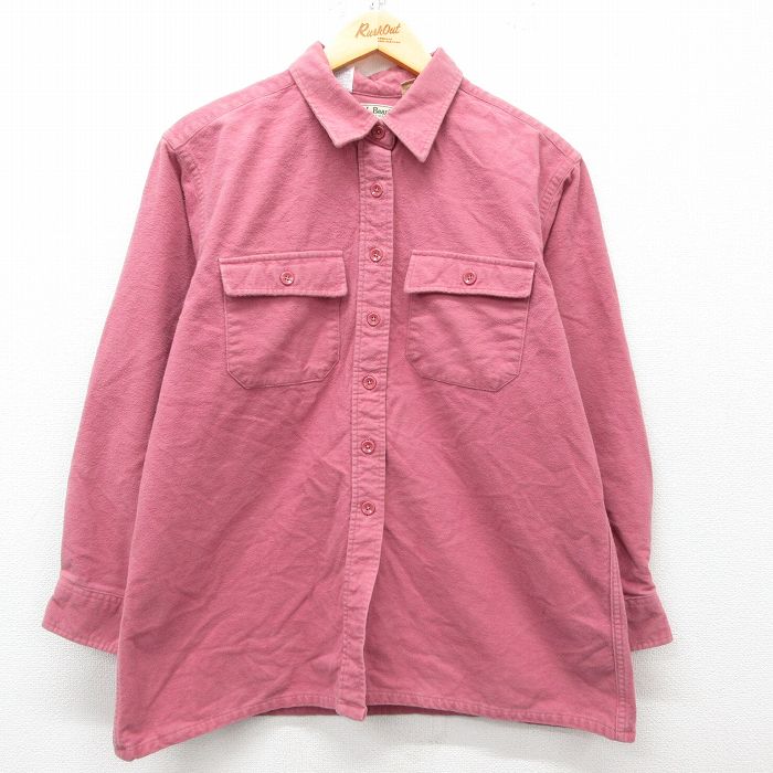 古着 エルエルビーン LLBEAN 長袖 ヘビー フランネル シャツ レディース 80年代 80s コットン USA製 ピンク系 25mar07 中古 ブラウス トップス