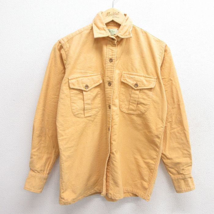 古着 エルエルビーン LLBEAN 長袖 ビンテージ ヘビー フランネル シャツ レディース 70年代 70s コットン 黄 イエロー 25mar27 中古 ブラウス トップス