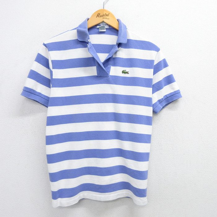 古着 ラコステ LACOSTE 半袖 ブランド ポロ シャツ レディース 90年代 90s ワンポイントロゴ 鹿の子 コットン USA製 白他 ホワイト 25may08 中古 ブラウス トップス