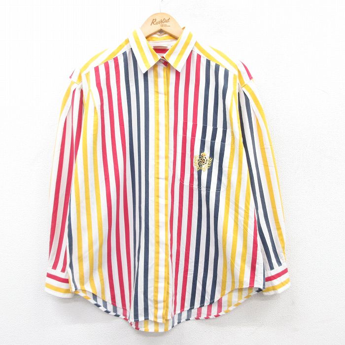 古着 長袖 シャツ レディース 90年代 90s 白他 ホワイト ストライプ 25may09 中古 ブラウス トップス