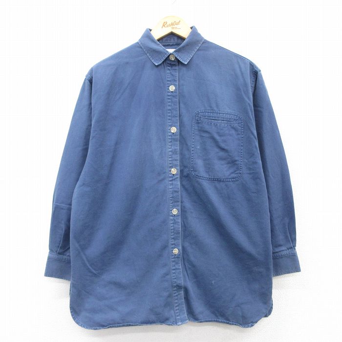 古着 カルバンクライン Calvin Klein 長袖 シャツ レディース 大きいサイズ コットン 紺 ネイビー 25may09 中古 ブラウス トップス
