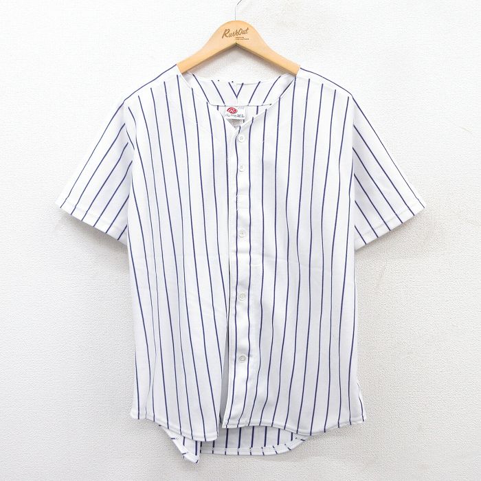 古着 ローリングス 半袖 ベースボール シャツ レディース 90年代 90s ラグラン USA製 白他 ホワイト ストライプ 25may09 中古 ブラウス トップス