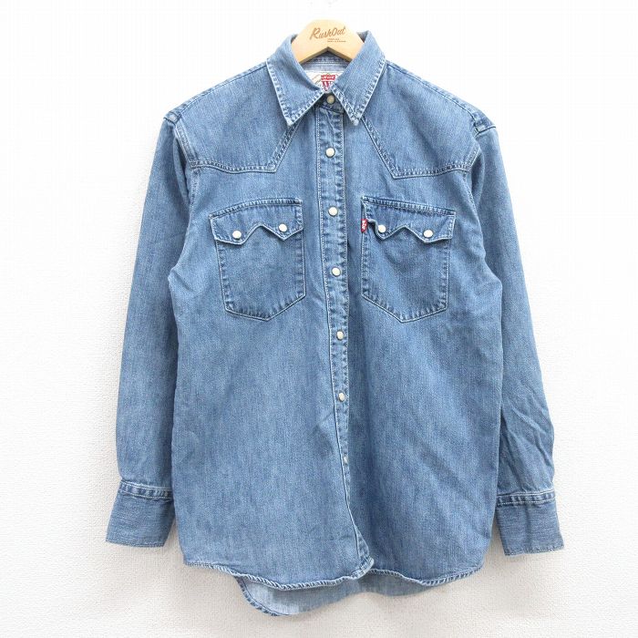 古着 リーバイス Levis 長袖 ウエスタン シャツ レディース 00年代 00s コットン 紺 ネイビー デニム 25jun27 中古 ブラウス トップス