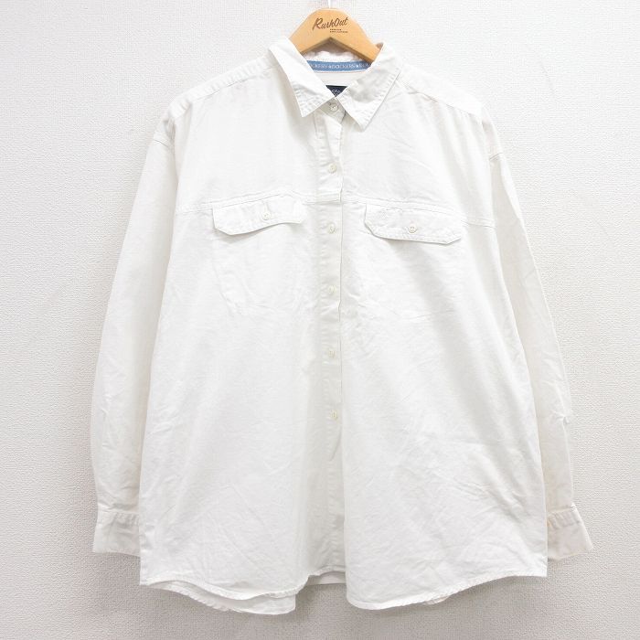 古着 ドッカーズ 長袖 シャツ レディース 00年代 00s ワンポイントロゴ 大きいサイズ コットン 白 ホワイト 25jun27 中古 ブラウス トップス