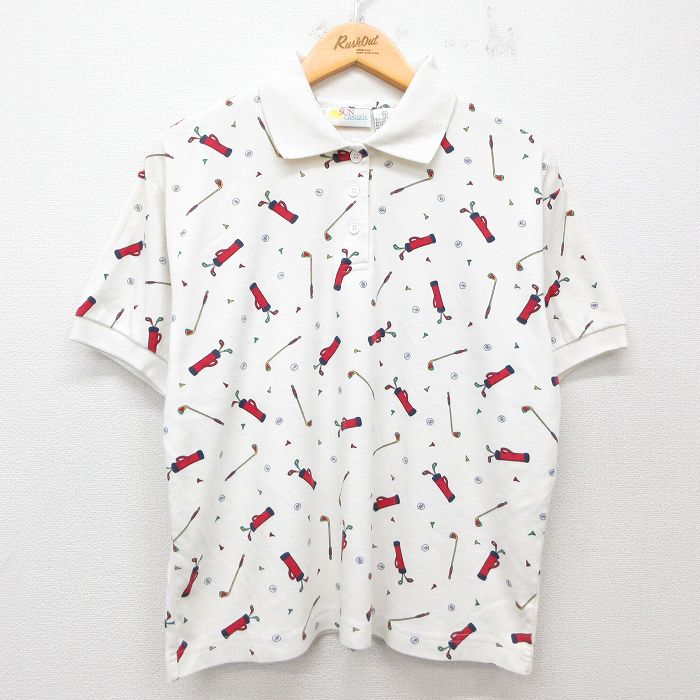 【50%OFF】古着 半袖 ポロ シャツ レディース 00年代 00s ゴルフ 白他 ホワイト 25jun27 中古 ブラウス トップス