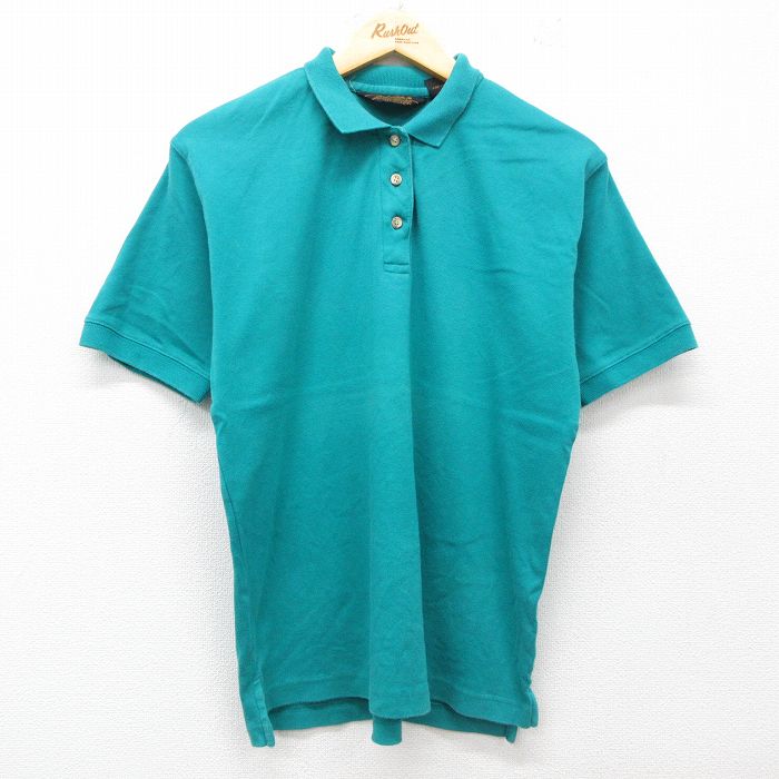 【50%OFF】古着 エディーバウアー 半袖 ポロ シャツ レディース 90年代 90s コットン 青緑 25jun27 中古 ブラウス トップス