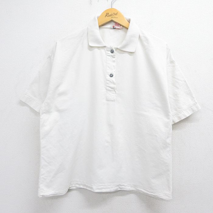 古着 半袖 ポロ シャツ レディース 90年代 90s コットン ホワイト 26may15