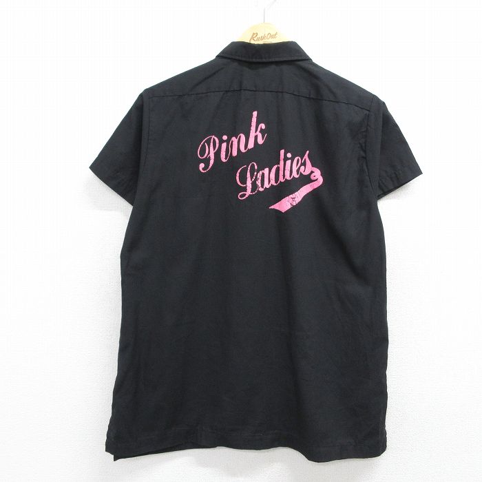 古着 ヒルトン 半袖 シャツ レディース 90年代 90s Pink Ladies 開襟 オープンカラー USA製 ブラック 26may15