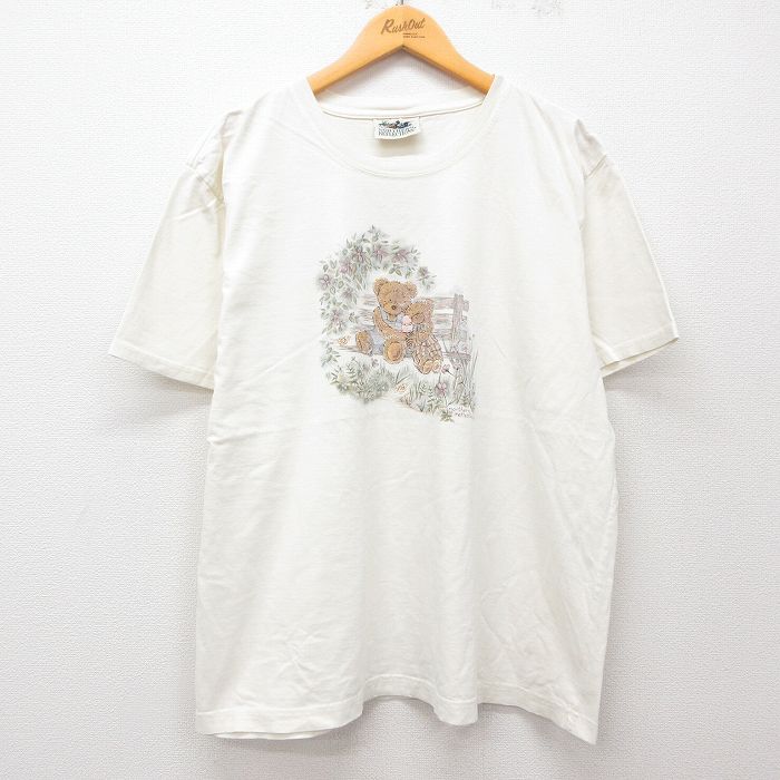 古着 半袖 ビンテージ Tシャツ レディース 00年代 00s クマ クルーネック 生成り 25may08 中古