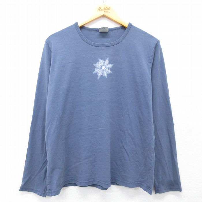 古着 コロンビア 長袖 ビンテージ Tシャツ レディース 00年代 00s 花クルーネック 薄紺 26mar28