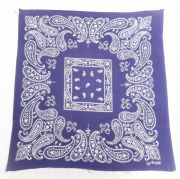 中古 ビンテージ バンダナ 60年代 60s ゾウマーク ペイズリー柄 コットン 紺【spe】 26mar18