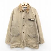 XL★古着 ブルックスブラザーズ BROOKS BROTHERS 長袖 カバーオール メンズ 90年代 90s ダック地 襟コーデュロイ 大きいサイズ ロング丈 コットン ベージュ カーキ 【spe】 25oct01 中古 アウター