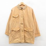 XL★古着 エディーバウアー 長袖 カバーオール メンズ 90年代 90s 襟コーデュロイ ダック地 コットン ベージュ 25nov20