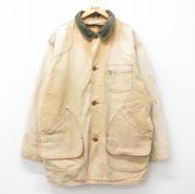 XL★古着 エルエルビーン 長袖 カバーオール メンズ 80年代 80s 襟コーデュロイ ダック地 大きいサイズ ロング丈 コットン 茶系他 25nov29