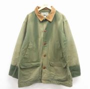 XL★古着 エルエルビーン 長袖 カバーオール メンズ 00年代 00s ダック地 襟コーデュロイ コットン 緑【spe】 25dec03