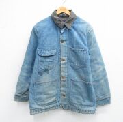 L★古着 ラングラー 長袖 ビンテージ カバーオール メンズ 70年代 70s 襟コーデュロイ コットン 紺 デニム 内側ブランケット【spe】 26feb19