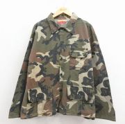 XL★古着 長袖 ハンティング ジャケット メンズ 90年代 90s ウッドランドカモ 大きいサイズ コットン 緑 迷彩【spe】 26mar11