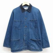 L★古着 MADEWALL 長袖 ビンテージ カバーオール メンズ 70年代 70s コットン 襟コーデュロイ 紺 デニム【spe】 26mar31