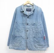 XL★古着 アバクロンビー 長袖 カバーオール メンズ 90年代 90s 大きいサイズ ロング丈 コットン USA製 紺 デニム【spe】 26may07