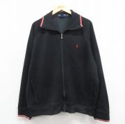 XL★古着 ラルフローレン Ralph Lauren ポロスポーツ 長袖 ブランド ジャージ メンズ ワンポイントロゴ 大きいサイズ ラグラン 黒 ブラック 【spe】 25oct17 中古 アウター トラックジャケット