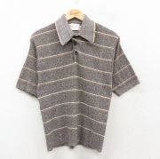 S★古着 半袖 セーター メンズ 80年代 80s 襟付き 茶他 ブラウン ボーダー 【spe】 25sep27 中古 トップス