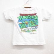 古着 半袖 ビンテージ Tシャツ キッズ ボーイズ 子供服 90年代 90s アニメ タートルズ クルーネック USA製 白 ホワイト 【spe】 25jul24
