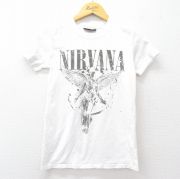 古着 半袖 ロック バンド Tシャツ キッズ ボーイズ 子供服 ニルバーナ ニルヴァーナ インユーテロ コットン クルーネック 白 ホワイト 【spe】 25aug04
