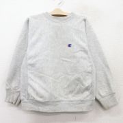 古着 長袖 チャンピオン champion リバースウィーブ キッズ ボーイズ 子供服 90年代 90s ワンポイントロゴ クルーネック USA製 薄グレー 霜降り 【spe】 25sep02
