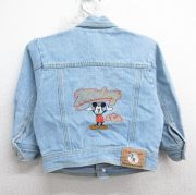 古着 長袖 ジージャン キッズ ボーイズ 子供服 90年代 90s ディズニー ミッキー 刺繍 コットン 薄紺 デニム【spe】 25dec03