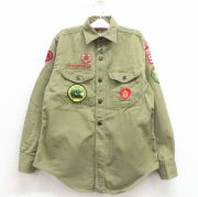 古着 長袖 ビンテージ ボーイスカウト シャツ キッズ 子供服 60年代 60s ペンシルベニア USA製 緑【spe】 26jan31