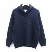 古着 エルエルビーン LLBEAN 長袖 セーター レディース 90年代 90s ウール ショールカラー 濃紺 ネイビー 【spe】 25oct16 中古 ニット トップス