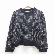 古着 エルエルビーン 長袖 セーター レディース 90年代 90s バーズアイ クルーネック ノルウェー製 紺【spe】 25nov17