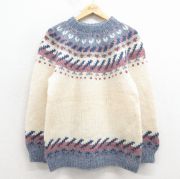 古着 長袖 ノルディック セーター レディース 80年代 80s ロパペイサ ウール クルーネック アイスランド製 白【spe】 26feb04