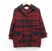 古着 エルエルビーン LLBEAN 長袖 ウール ジャケット レディース 80年代 80s USA製 赤他 レッド チェック 【spe】 25oct17 中古 アウター ジャンパー ブルゾン