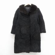 古着 長袖 ウール コート レディース 80年代 80s 襟ミンクファー カラクームウール ロング丈 黒【spe】 25nov17