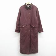 古着 エルエルビーン 長袖 コート レディース 90年代 90s ダック地 ロング丈 コットン ラグラン エンジ 内側フリース【spe】 26jan30