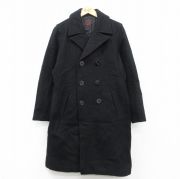 古着 ラルフローレン 長袖 ブランド ピーコート レディース ロング丈 ラムウール 黒 内側キルティング【spe】 26feb14