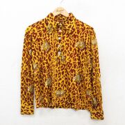 古着 長袖 シャツ レディース 70年代 70s ヒョウ柄 黄他【spe】 26feb09
